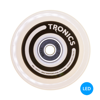 TRONICS LED wheels - 70x51mm, White PU,  Blue LEDS